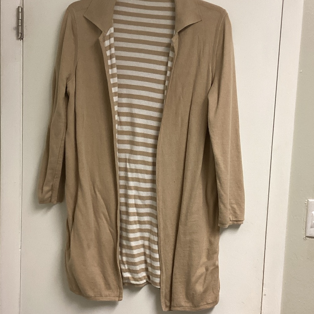 Women's Tan Open-Front Sweater